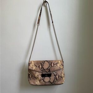 Kate Spade Natural Embossed Snake Print Shoulder Bag with Gold Hardware